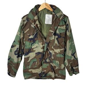 Vintage Army Issued M-65 Field Coat Jacket Woodland Camo XS Green 1982 Winfield